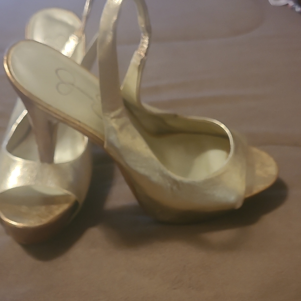 Jessica Simpson Shimmering Gold Slingback Heels
